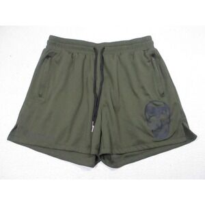 Gymreapers Shorts Mens XL Green Mesh Skull Athletic Training Drawstring Pockets
